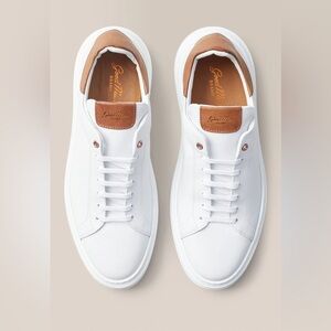 Good Man “Legend London” Italian Leather Sneakers, White, Dark Vachetta Sz 10.5